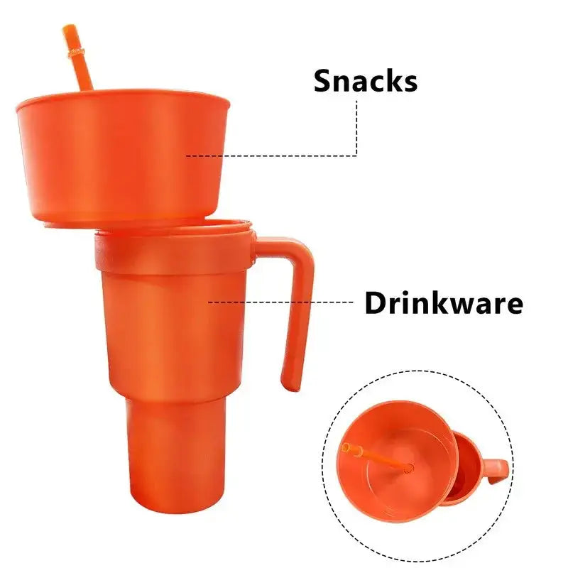 Snack Bowl Drink Cup with Straw 2 & 1