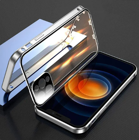 Tempered Double Glass Snap Lock Case For iPhones