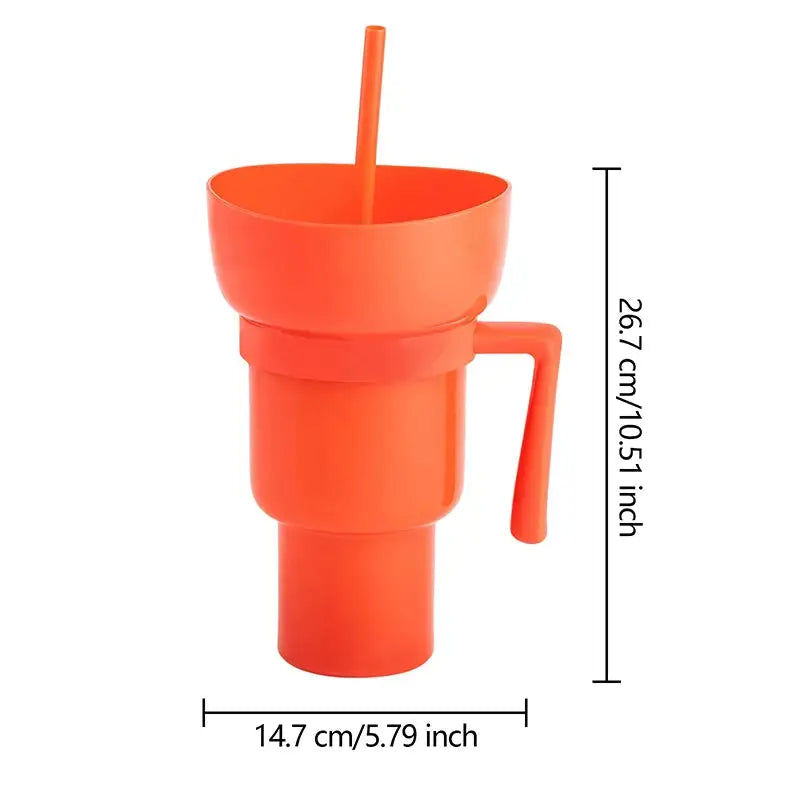 Snack Bowl Drink Cup with Straw 2 & 1