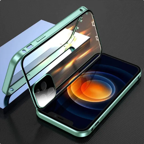 Tempered Double Glass Snap Lock Case For iPhones