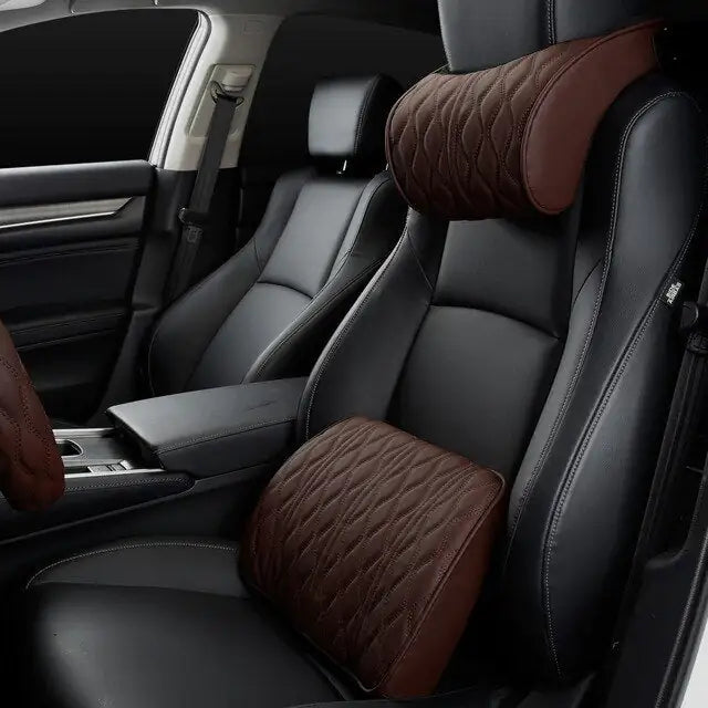 leather Car headrest, car neck pillow, backrest, car seat, universal car lumbar support set
