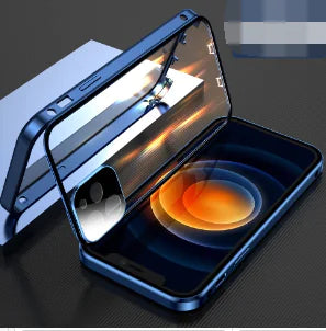 Tempered Double Glass Snap Lock Case For iPhones