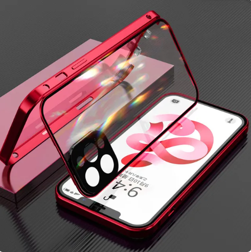 Tempered Double Glass Snap Lock Case For iPhones