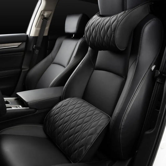 leather Car headrest, car neck pillow, backrest, car seat, universal car lumbar support set